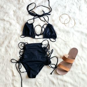 We are HAH high waist tie side bikini size small